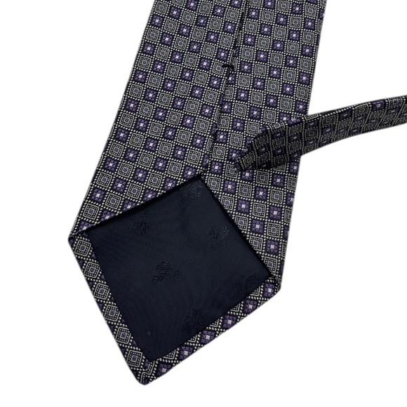 BROOKS BROTHERS Purple/Silver Geometric DESIGNER Tie HANDMADE USA - Picture 4 of 4